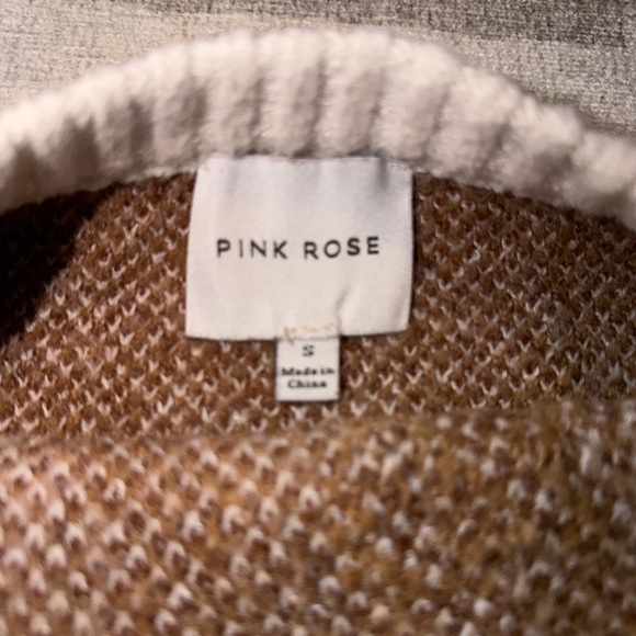 Pink Rose Cream and Tan Teddy Sweater - Picture 3 of 3